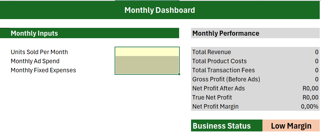 SA Small Business Pricing & Profit Calculator (Excel Tool)